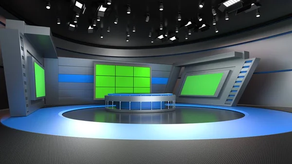 News Studio Backdrop Shows Wall Virtual News Studio Background Illustration — 스톡 사진
