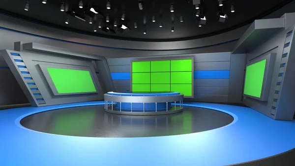 News Studio Backdrop Shows Wall Virtual News Studio Background Illustration — 스톡 사진
