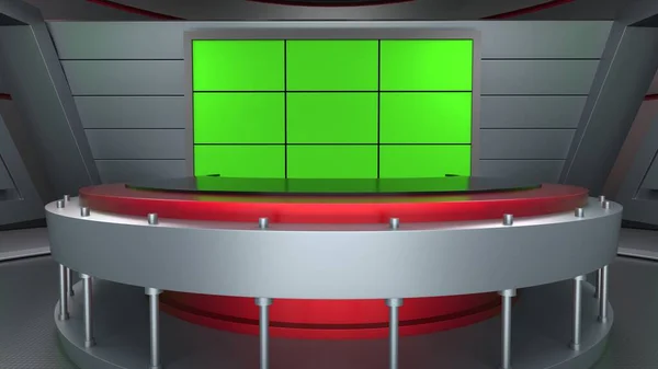 News Studio Backdrop Shows Wall Virtual News Studio Background Illustration — Stock Photo, Image