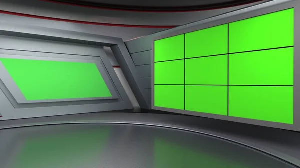 News Studio Backdrop Shows Wall Virtual News Studio Background Illustration — Stock Photo, Image