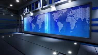 3D Sanal TV Stüdyo Haberleri, 3D Wall3D Sanal Haber Stüdyo Arkaplanı, Döngü TV Şovları için Arkaplan