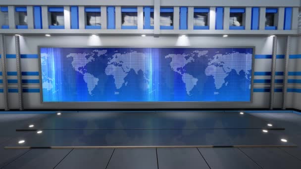 Virtual Studio News Backdrop Shows Wall Virtual News Studio Background — 图库视频影像