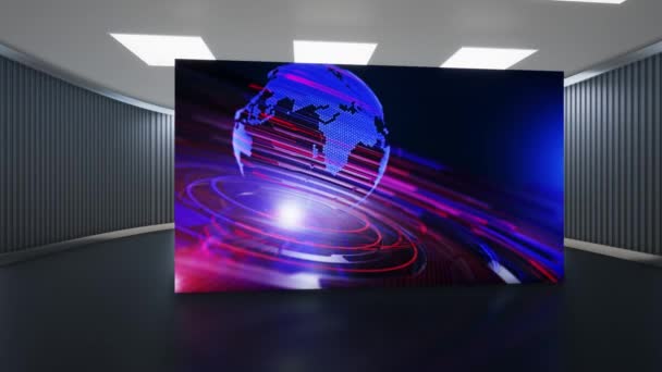 Virtual Studio Nieuws Achtergrond Voor Shows Wall Virtual News Studio — Stockvideo