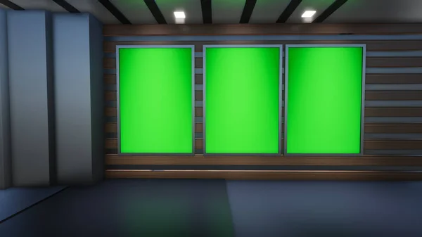 News Studio Backdrop Shows Wall Virtual News Studio Background Illustration — 图库照片