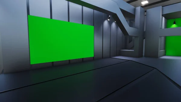 News Studio, Backdrop For TV Shows .TV On Wall.3D Virtual News Studio Background, 3d illustration