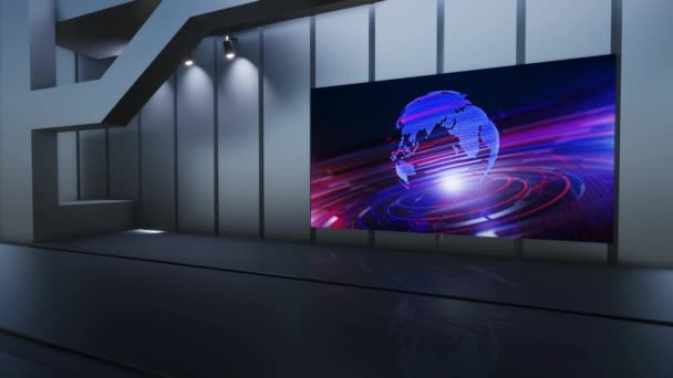 Virtual Studio Nieuws Achtergrond Voor Shows Wall Virtual News Studio — Stockvideo