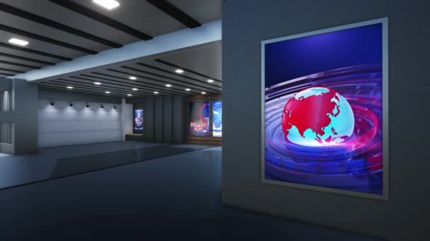 Virtual Studio News Hintergrund Für Shows Auf Wall Virtual News — Stockvideo