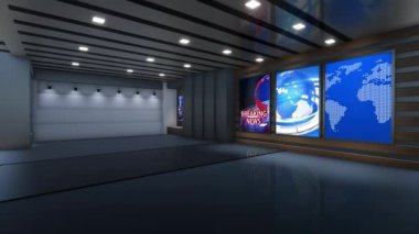 3D Sanal TV Stüdyo Haberleri, 3D Wall3D Sanal Haber Stüdyo Arkaplanı, Döngü TV Şovları için Arkaplan