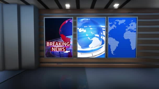 Virtual Studio News Fundo Para Programas Wall Virtual News Studio — Vídeo de Stock