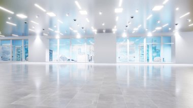 Şehrin arka planında beyaz iç mekanlar açık. 3B hazırlama köşesi modeli