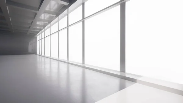Espacio Público Varios Niveles Interior Blanco Negro Abstracto Con Ventana —  Fotos de Stock