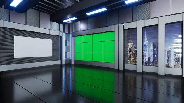 News Studio Backdrop Shows Wall Virtual News Studio Background Ilustrace — Stock fotografie