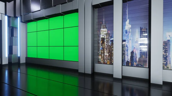 News Studio Backdrop Shows Wall Virtual News Studio Background Ilustrace — Stock fotografie