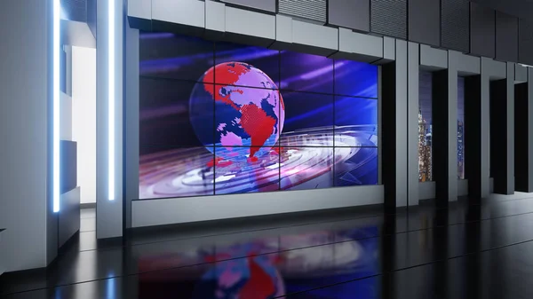News Studio Hintergrund Für Shows Auf Wall Virtual News Studio — Stockfoto