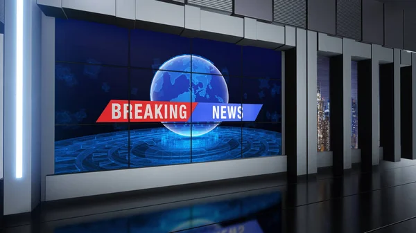 News Studio Backdrop Shows Wall Virtual News Studio Background Illustration — Stock Photo, Image