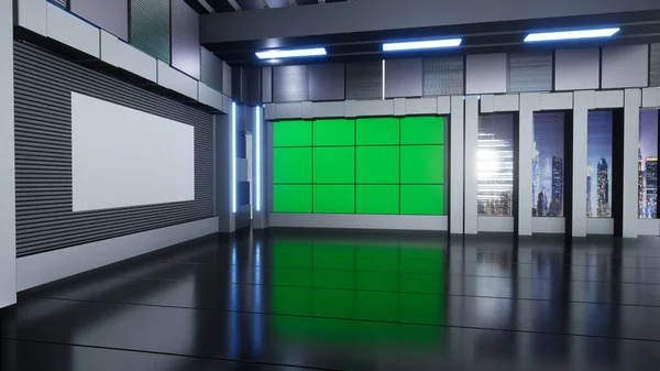 News Studio Backdrop Για Τηλεοπτικές Εκπομπές Wall Virtual News Studio — Φωτογραφία Αρχείου