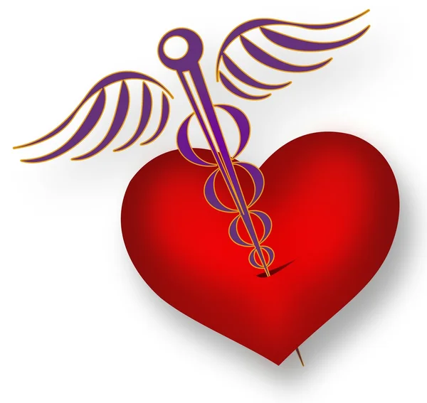 Durchbohrtes Herz mit dem medizinischen Symbol — Stockfoto