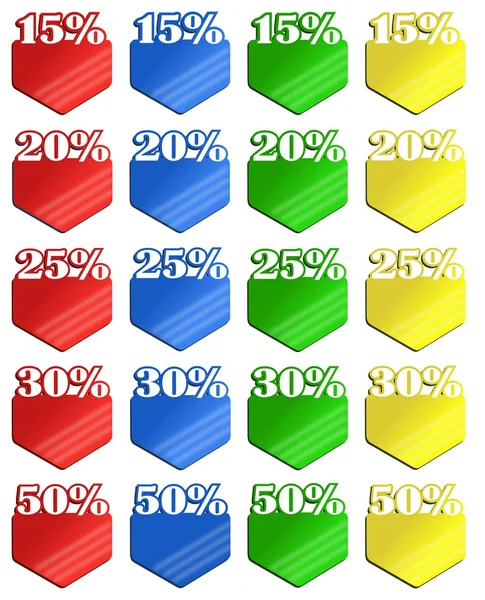 Etiquetas de desconto coloridas — Fotografia de Stock