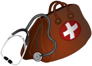 Doktorlar çanta ve stetoskop
