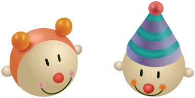 kız ve palyaço küçük renkli oyuncaklar