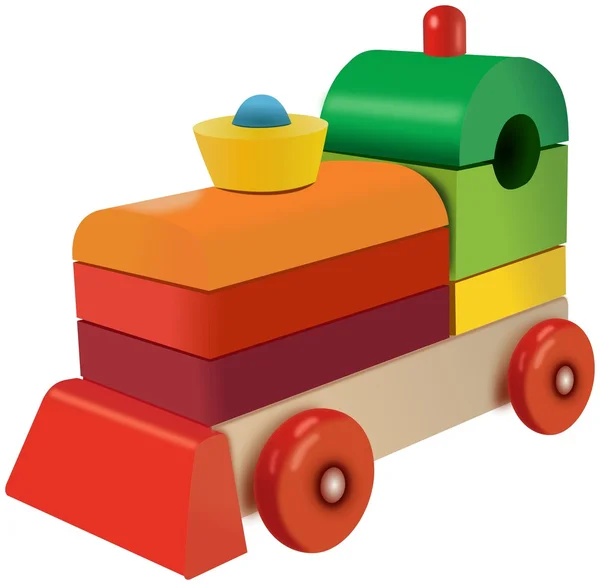 Juguete locomotora de madera cubos de colores — Foto de Stock