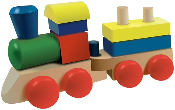 Juguete de locomotora de cubos de madera de colores con carro — Foto de Stock