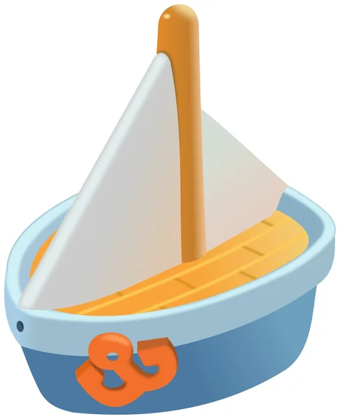 Small blue plastic sailboat toy — Stock Photo, Image