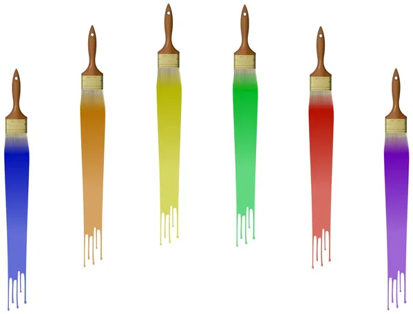 Pinceles con pinceladas de colores — Foto de Stock