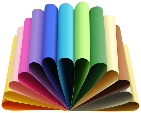 Set of thirteen colored papers folded to arcs — Stock Photo, Image