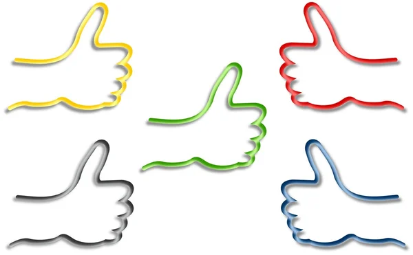 Pięć kolorowych ręce kciuk — Zdjęcie stockowe