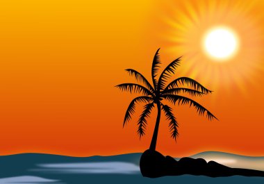 gökyüzü ve güneş karşı küçük Isle of palmiye