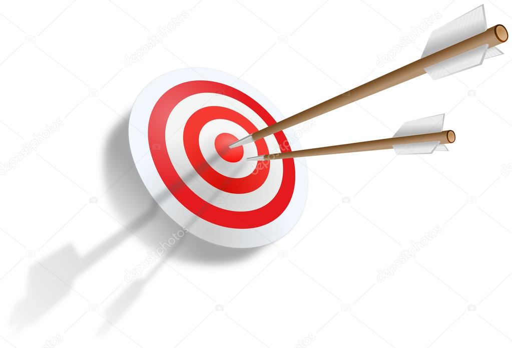 Two arrows stabbed into dartboard