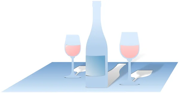 Flasche und Glas Wein aus Papier geschnitten und gefaltet — Stockfoto