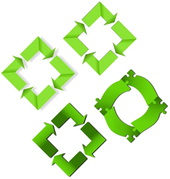Vários sinais de reciclagem verde — Fotografia de Stock