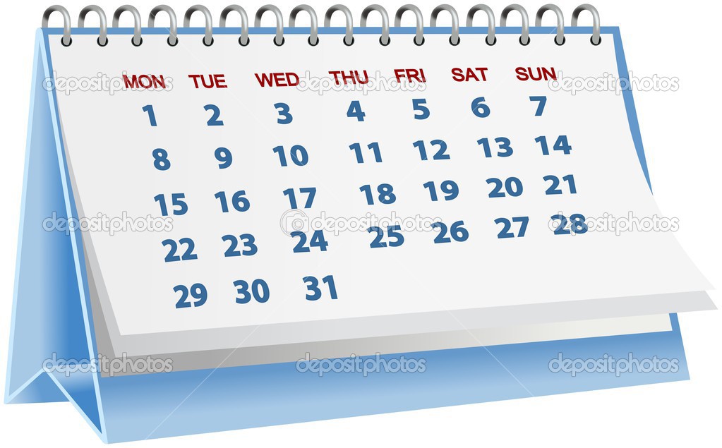 Blue desk calender isolated on white