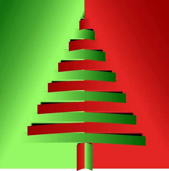 Red and green christmas tree from bended papers — Stock Photo, Image