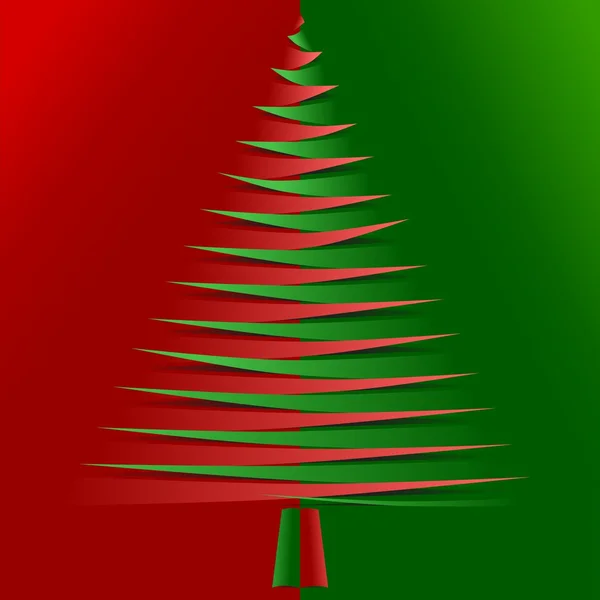 Red and green christmas tree from pointy papers — Stock Photo, Image