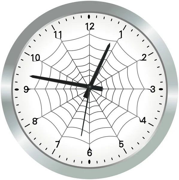 Fém analóg óra a pók hálójában — Stock Fotó