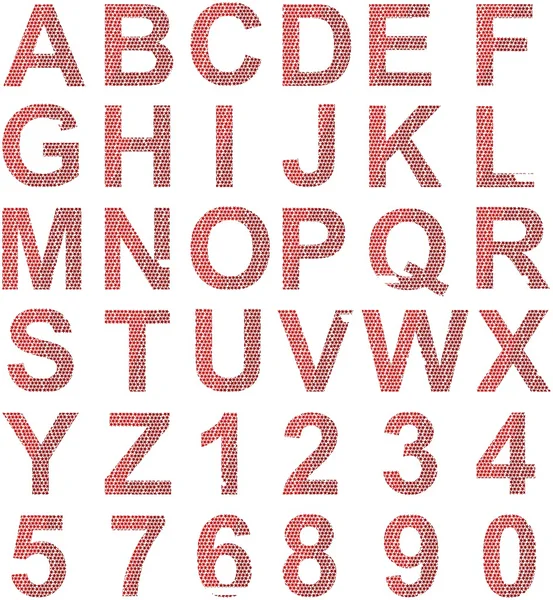 Alfabet stworzony z małe czerwone gwiazdki — Zdjęcie stockowe