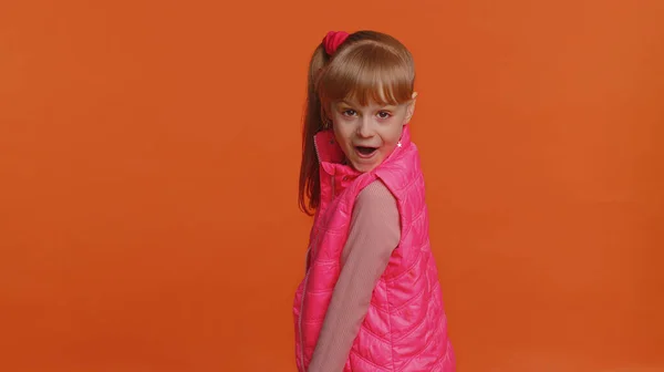 Funny Joyful Sincere Little Girl Years Old Vest Making Playful — Photo