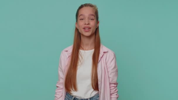 Lovely Pretty Funny Girl Shirt Making Playful Silly Facial Expressions — Vídeo de Stock