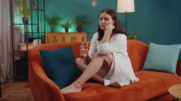 Sad Young Woman Looks Pensive Unrequited Love Suffers Unfair Situation — Vídeo de Stock