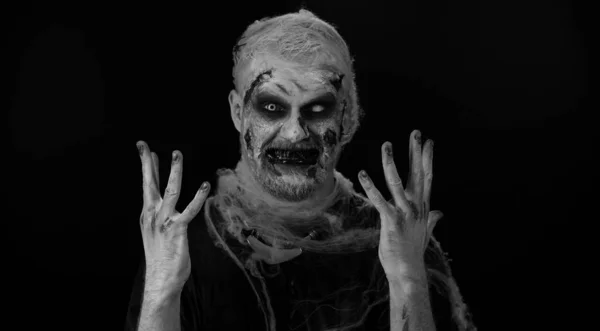 Sinistro Uomo Orribile Spaventoso Zombie Halloween Ascoltare Musica Ballare Disco — Foto Stock