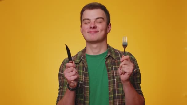 Fertig Zum Essen Hungrige Teenager Die Darauf Warten Abendessen Mit — Stockvideo