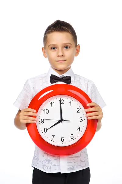 Chlapec a hodiny — Stock fotografie