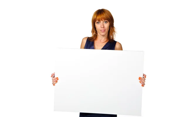 Woman holds a banner — Stock Photo, Image