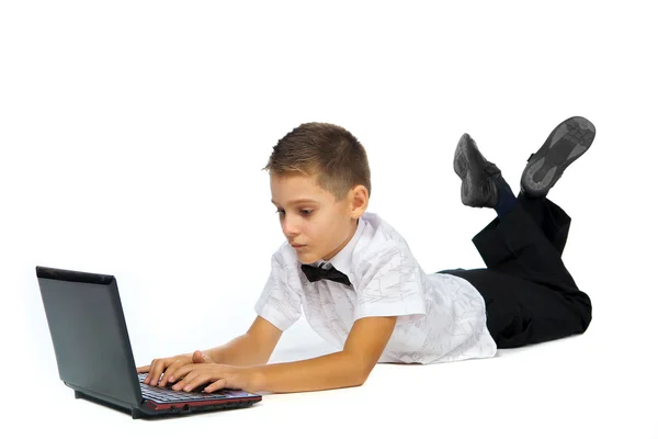 A boy and a laptop — Stock Photo, Image