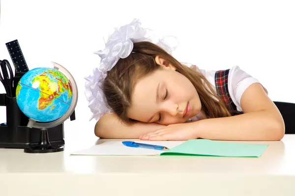 Schoolgirl Elementary School sleeping — Stock Photo, Image