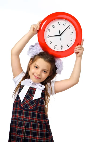 소녀와 시계 — 스톡 사진