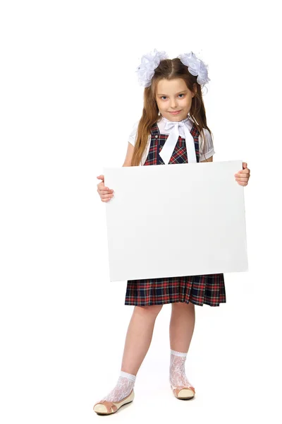 Girl holds a banner — Stock Photo, Image